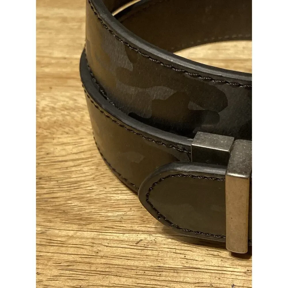 Men’s Black Camo Belt Sz 34 Bonded Leather Golf‎ Work Casual